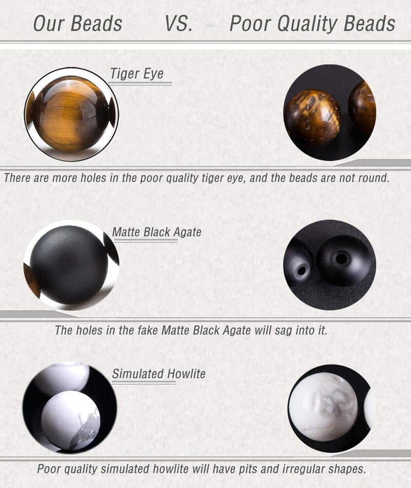 Hamoery Men Women 8mm Lava Rock Aromatherapy Anxiety Essential Oil Diffuser Bracelet Braided Rope Natural Stone Yoga Beads Bracelet Bangle(Tiger Eye) - Image 4